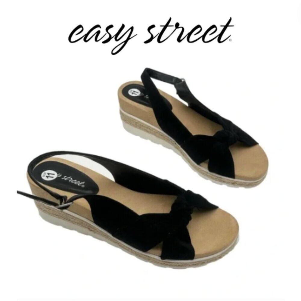 NEW - EASY STREET women's comfy wedges platform man made upper - SIZE 11